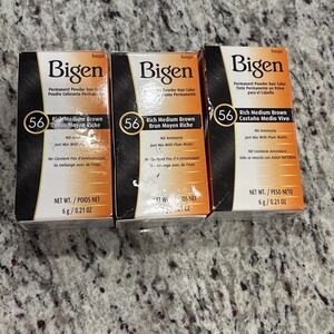 Bigen Powder Hair Color #56 RICH MEDIUM BROWN .21 oz (4 Pack) Castano Medio Vivo